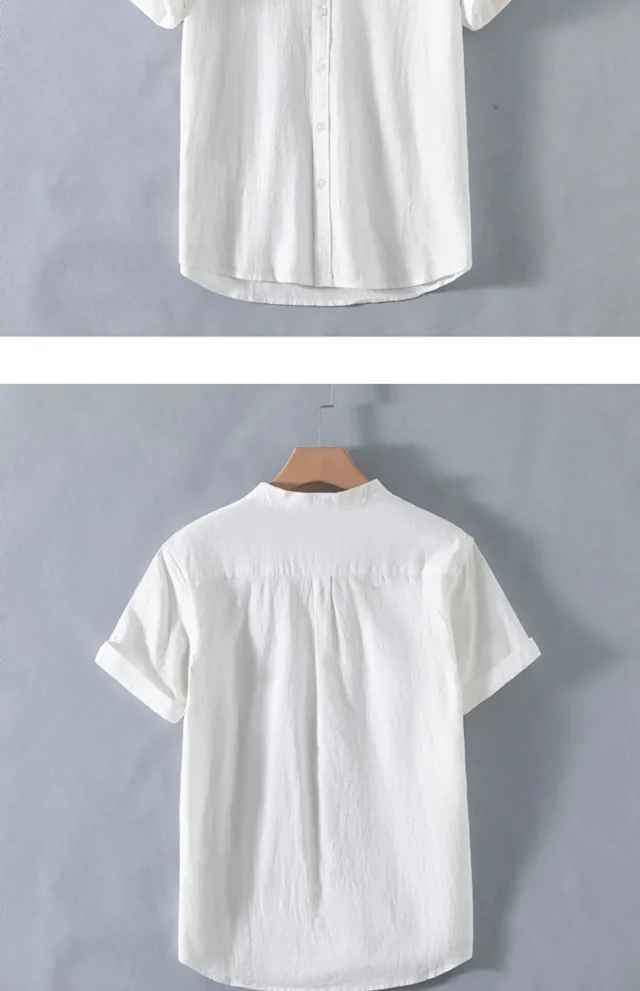 Men's Cotton-Linen Summer Short Sleeve Shirt Detail