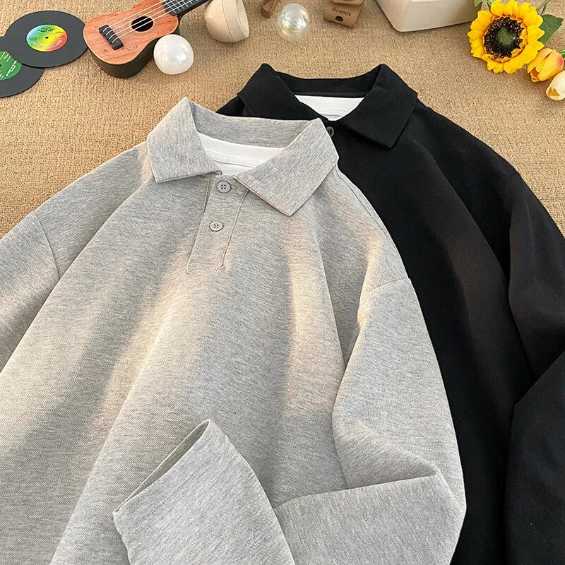 Men's Mock Two-Piece Long Sleeve Polo