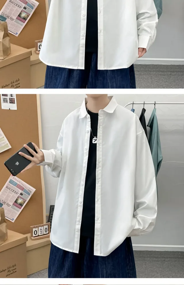 Men's Preppy Autumn Plus Size Shirt Detail