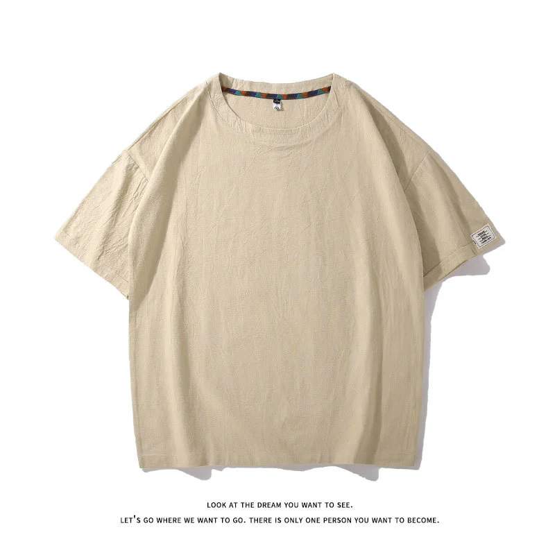 Men's Plus Size Faux Linen T-Shirt