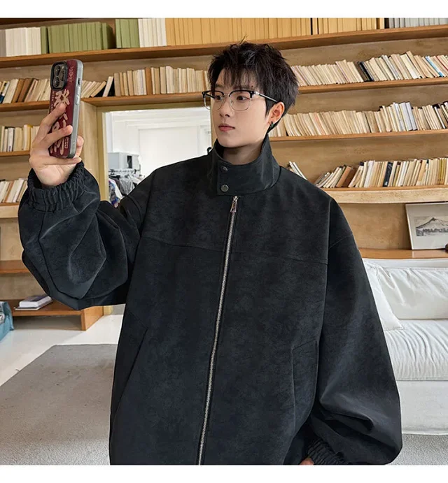 SS2025 Men's Matte Vintage PU Jacket Detail