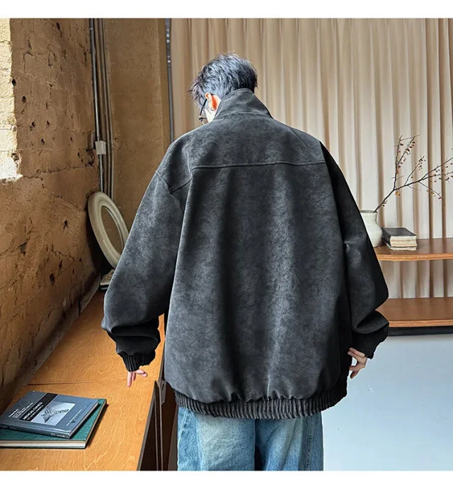 SS2025 Men's Matte Vintage PU Jacket Detail