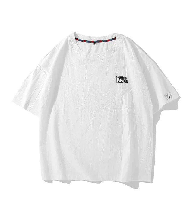 Men's Japanese Style Cotton Linen Tee Detail