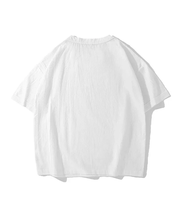 Men's Japanese Style Cotton Linen Tee Detail