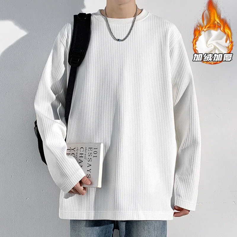 Men's Fleece-Lined Textured Long Sleeve Tee