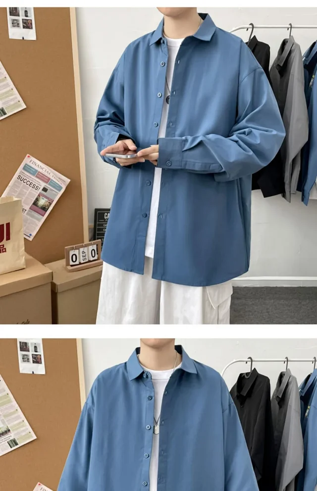 Men's Preppy Autumn Plus Size Shirt Detail