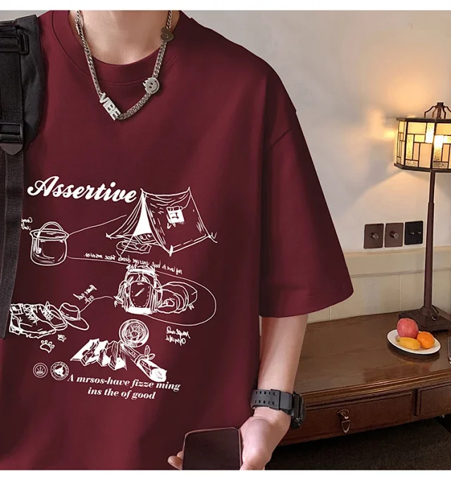 Men's HK Style Oversized Cartoon T-shirt Detail