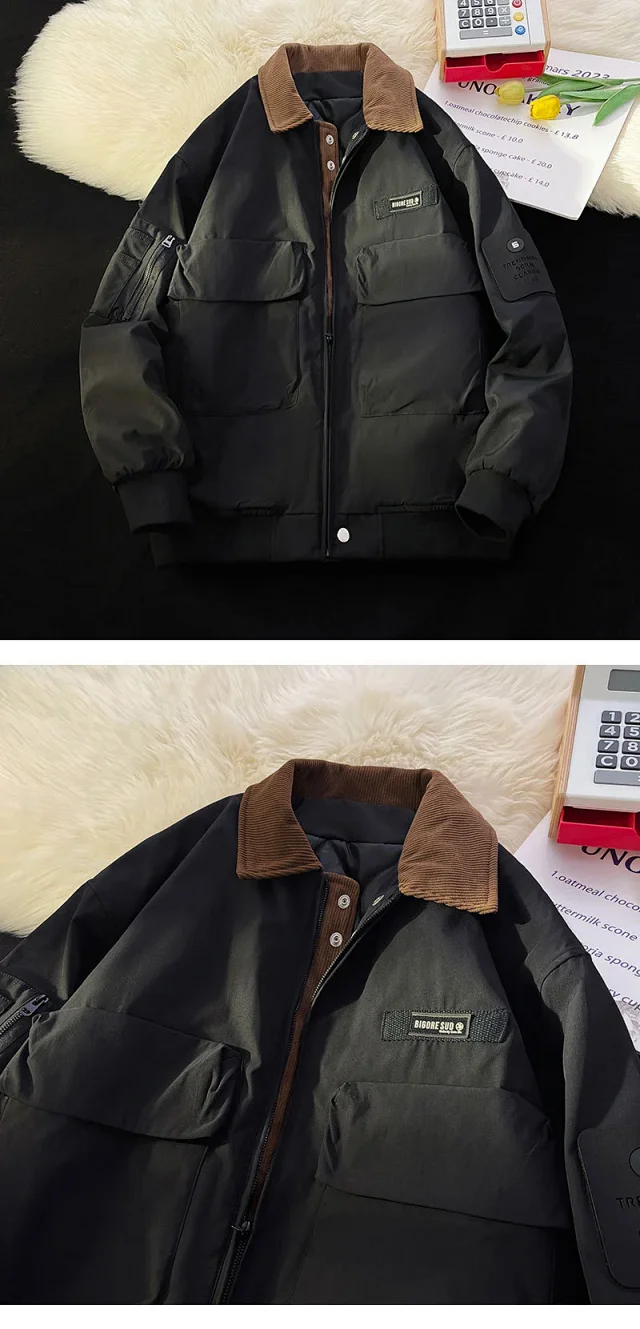 Winter Unisex Retro Japanese Workwear Jacket Detail