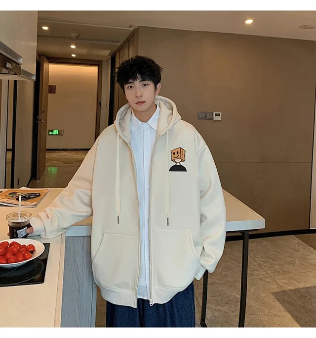 Men's HK Style Oversized Zip Hoodie Detail
