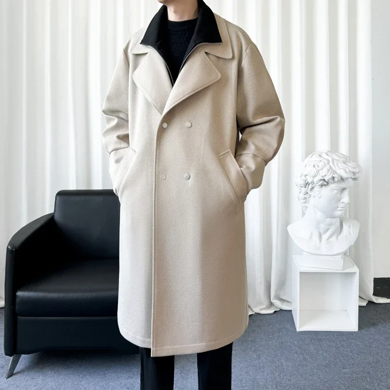 Men's American Retro Two-Tone Hooded Coat