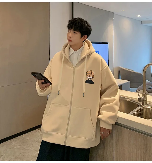 Men's HK Style Oversized Zip Hoodie Detail