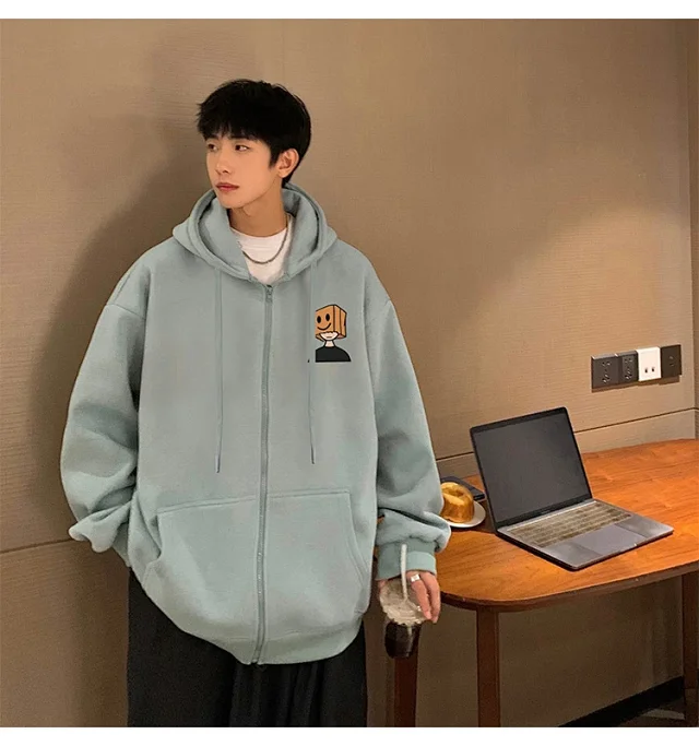 Men's HK Style Oversized Zip Hoodie Detail