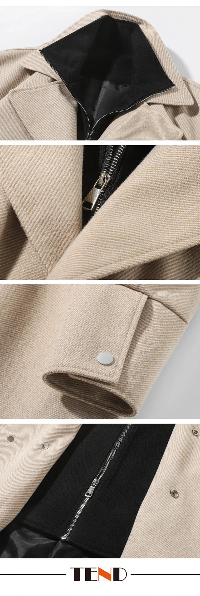 Men's American Retro Two-Tone Hooded Coat Detail