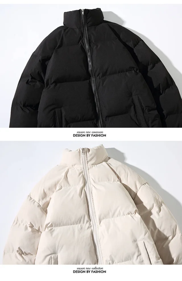 New Men's Simple Solid Winter Puffer Detail