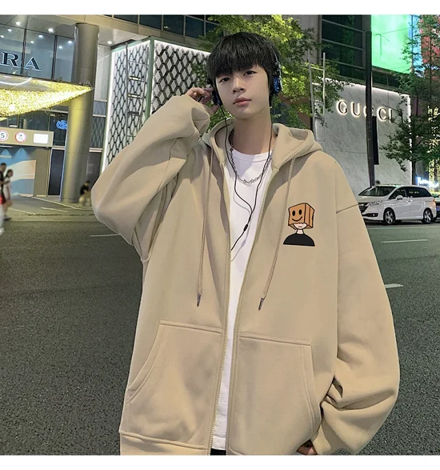 Men's HK Style Oversized Zip Hoodie Detail