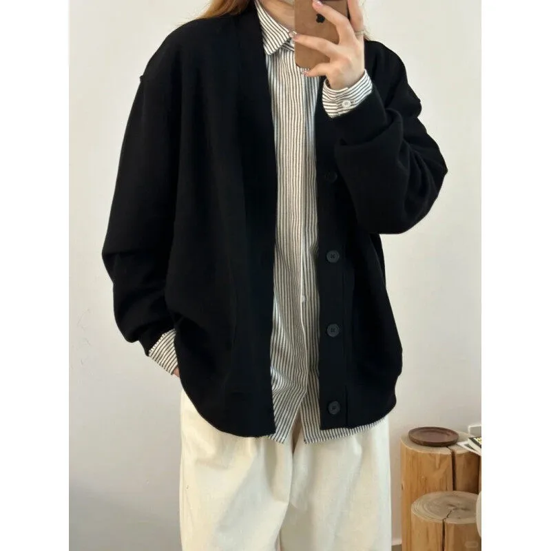 Spring 2025 Japanese Casual Waffle Cardigan