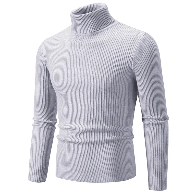 Men's Slim Fit Retro Solid Turtleneck