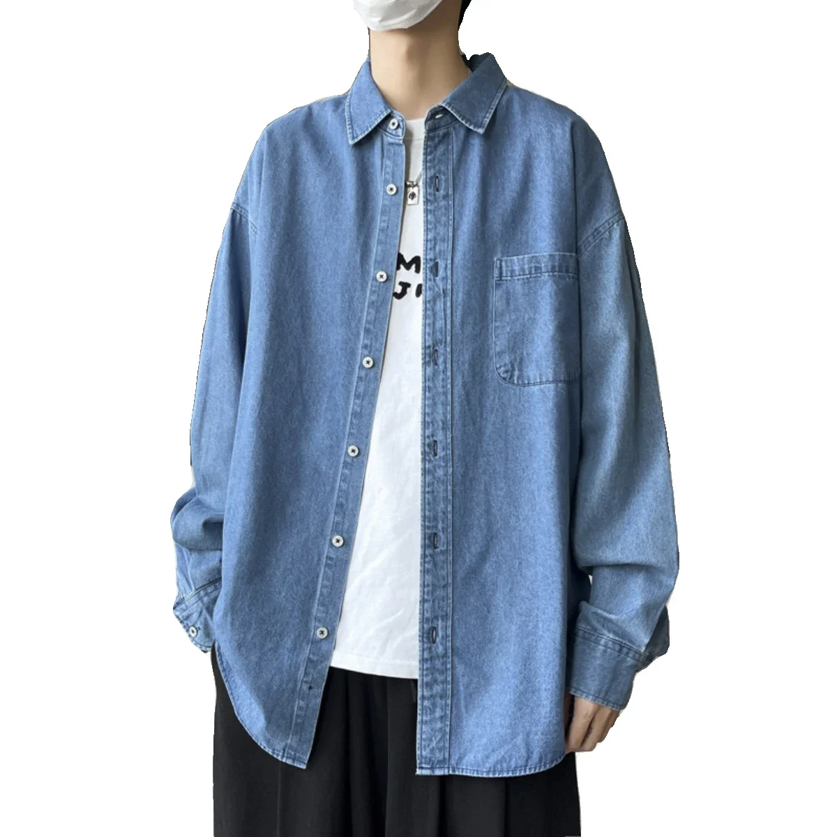 Men's Vintage HK Style Denim Cardigan