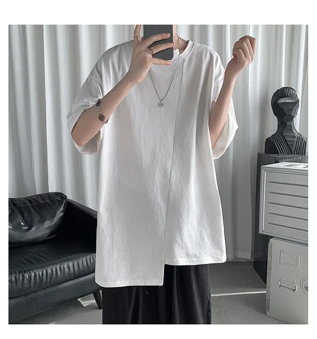 Men's Trendy Solid Half Sleeve Tee Detail