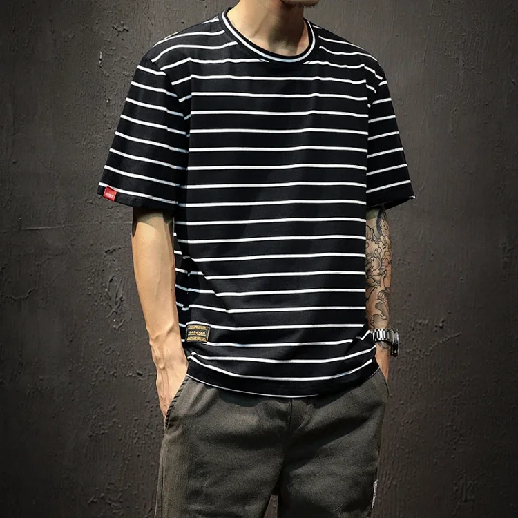 Men's Plus Size Summer Striped T-Shirt