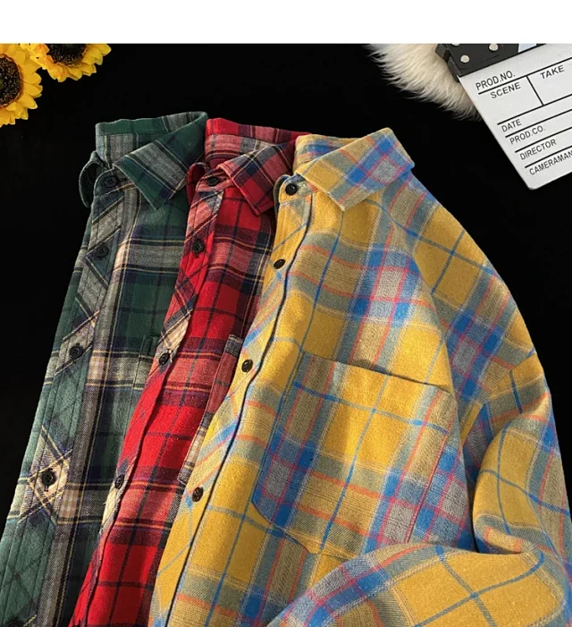 Men's Plus Size Plaid Flannel Overshirt Detail