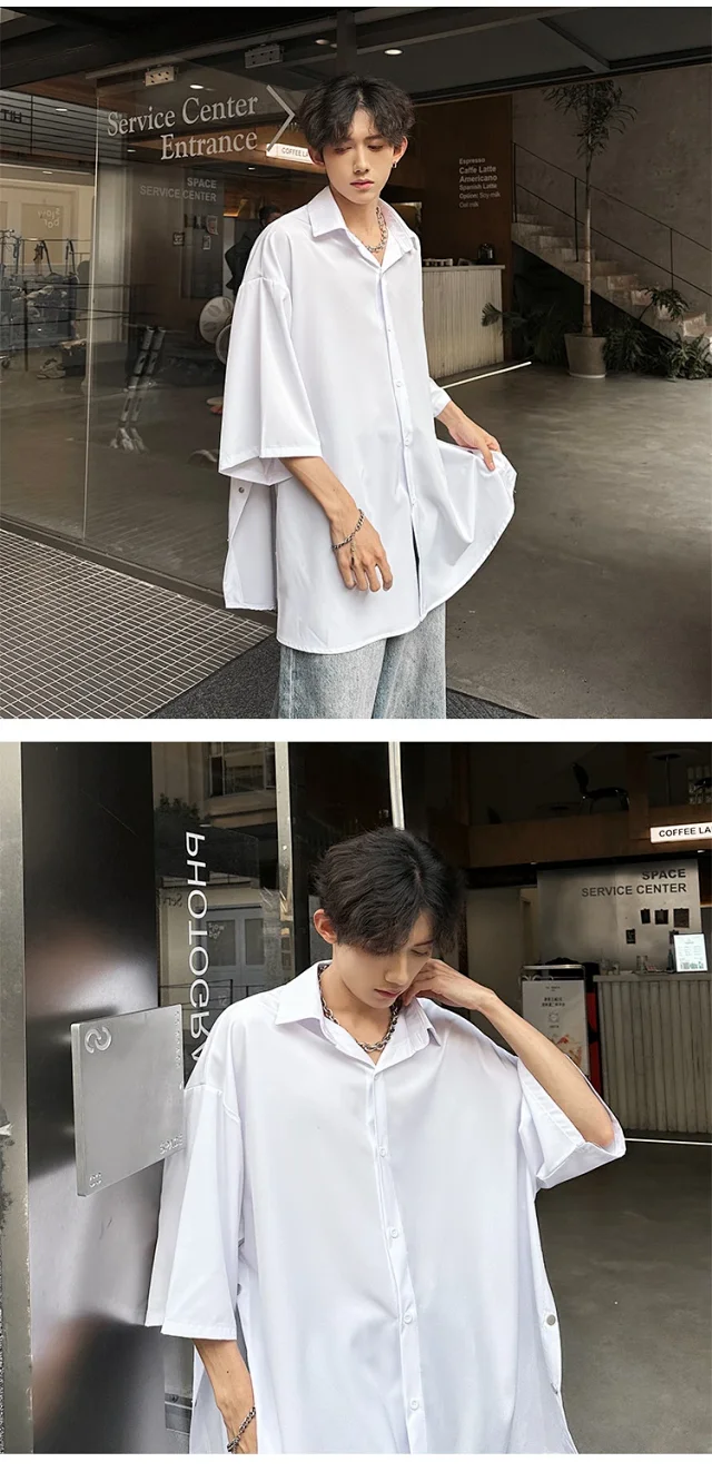 Men's Designer Chiffon Mid-Sleeve Shirt Detail
