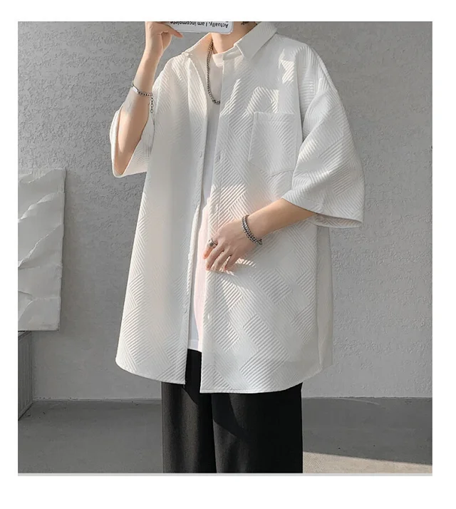 Baroque Japanese Men's Boyfriend Short-Sleeve Shirt Detail