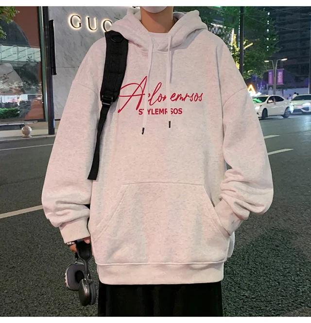 American Streetwear Men's Oversized Cotton Hoodie Detail