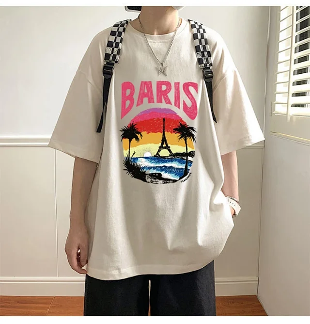 Men's Heavyweight Cotton Oversized Streetwear Tee Detail