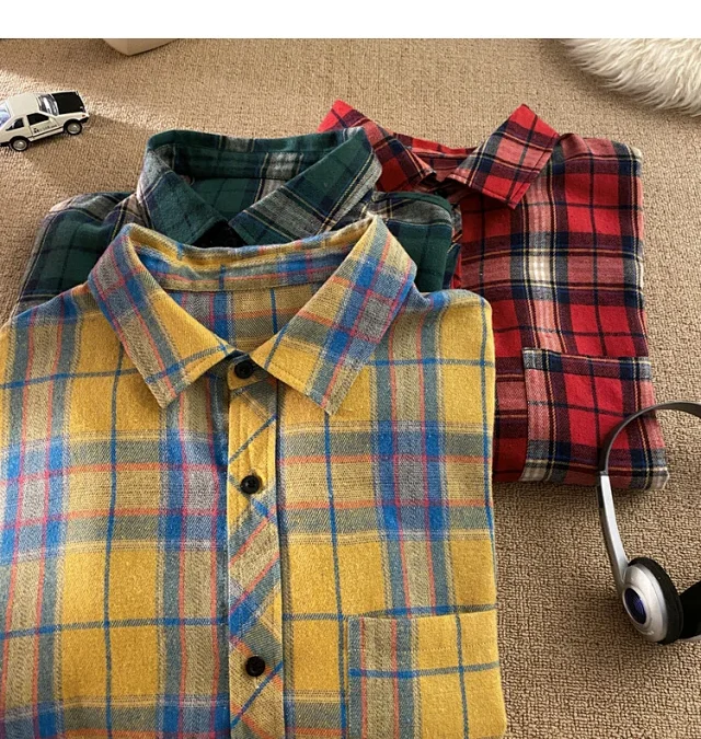 Men's Plus Size Plaid Flannel Overshirt Detail