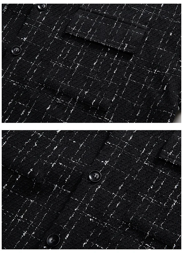 Men's Chic Houndstooth Oversized Work Jacket Detail
