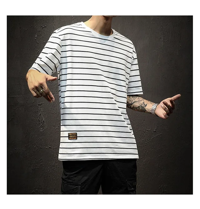 Men's Plus Size Summer Striped T-Shirt Detail