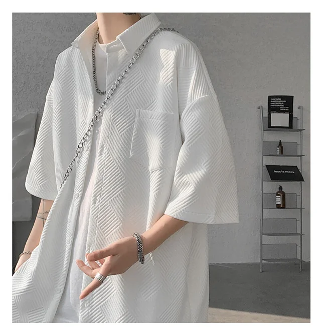Baroque Japanese Men's Boyfriend Short-Sleeve Shirt Detail