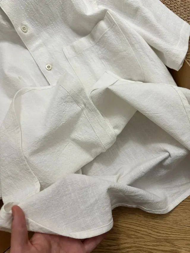 Men's Bamboo-Cotton Short Sleeve Mandarin Shirt Detail