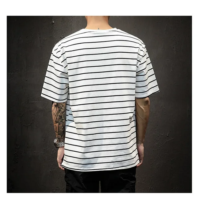 Men's Plus Size Summer Striped T-Shirt Detail