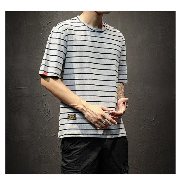 Men's Plus Size Summer Striped T-Shirt Detail