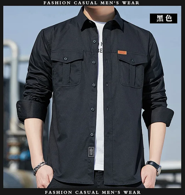 Men's Casual Work Long Sleeve Shirt Detail