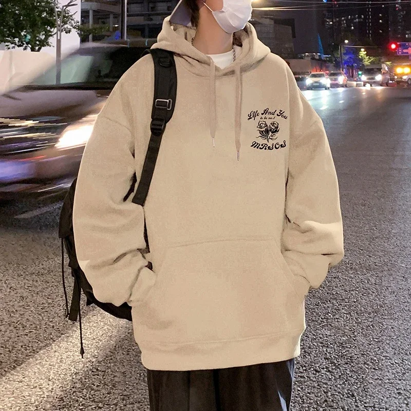 Heavyweight Cotton Rose Print Couple Hoodie