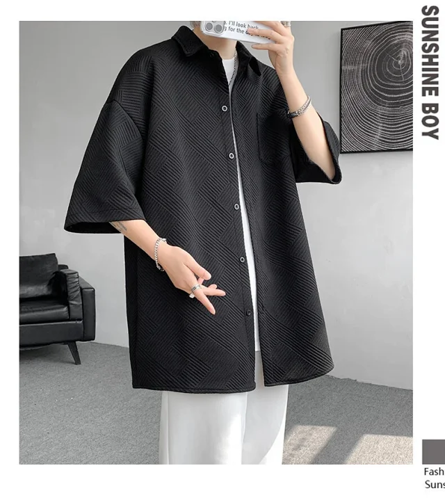 Baroque Japanese Men's Boyfriend Short-Sleeve Shirt Detail