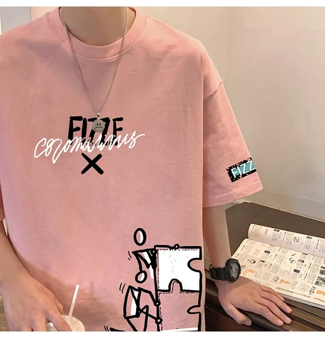 Ins Men's Loose Cotton Summer Tee Detail