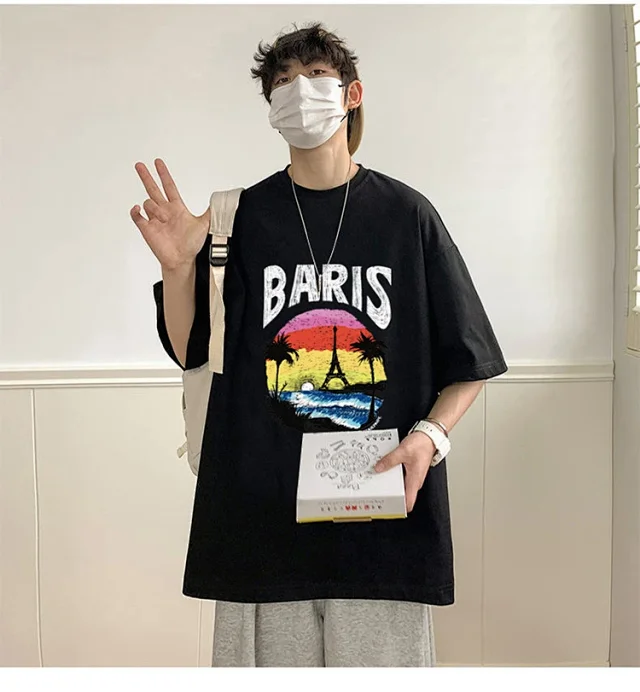 Men's Heavyweight Cotton Oversized Streetwear Tee Detail