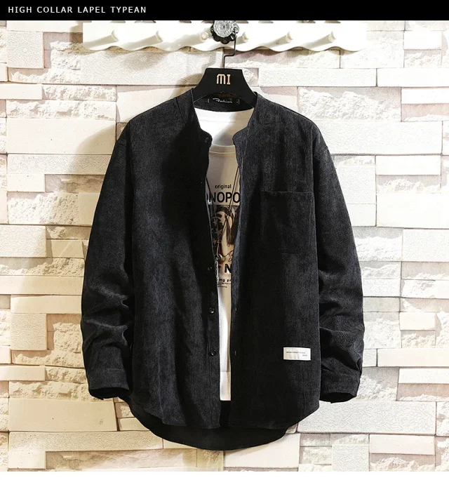 Men's Long Sleeve Korean Corduroy Shirt Detail