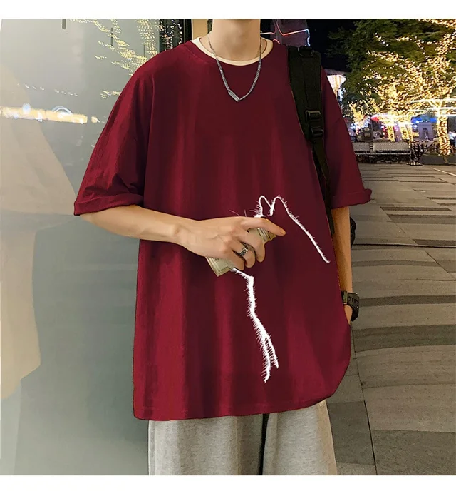 Men's Couple Cat Print Tee Detail