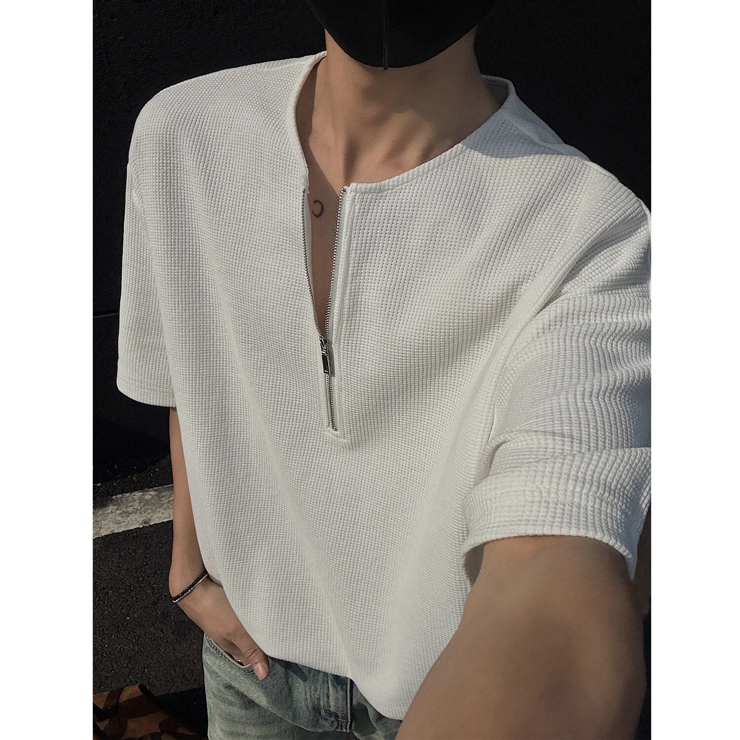 Men's Waffle Half-Zip Henley Tee
