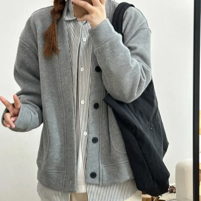 Spring 2025 Japanese Casual Waffle Cardigan