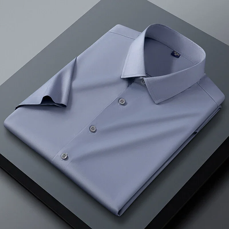 Men's White Silk Short-Sleeve Shirt