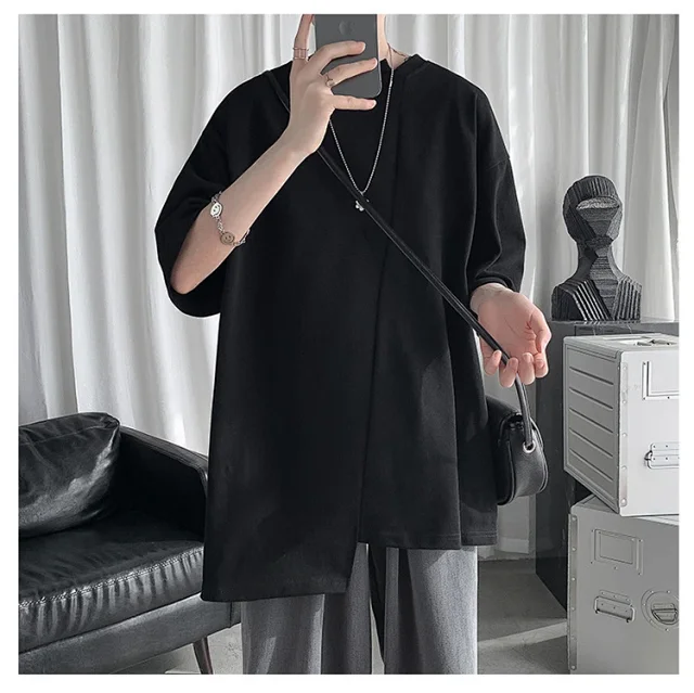 Men's Trendy Solid Half Sleeve Tee Detail