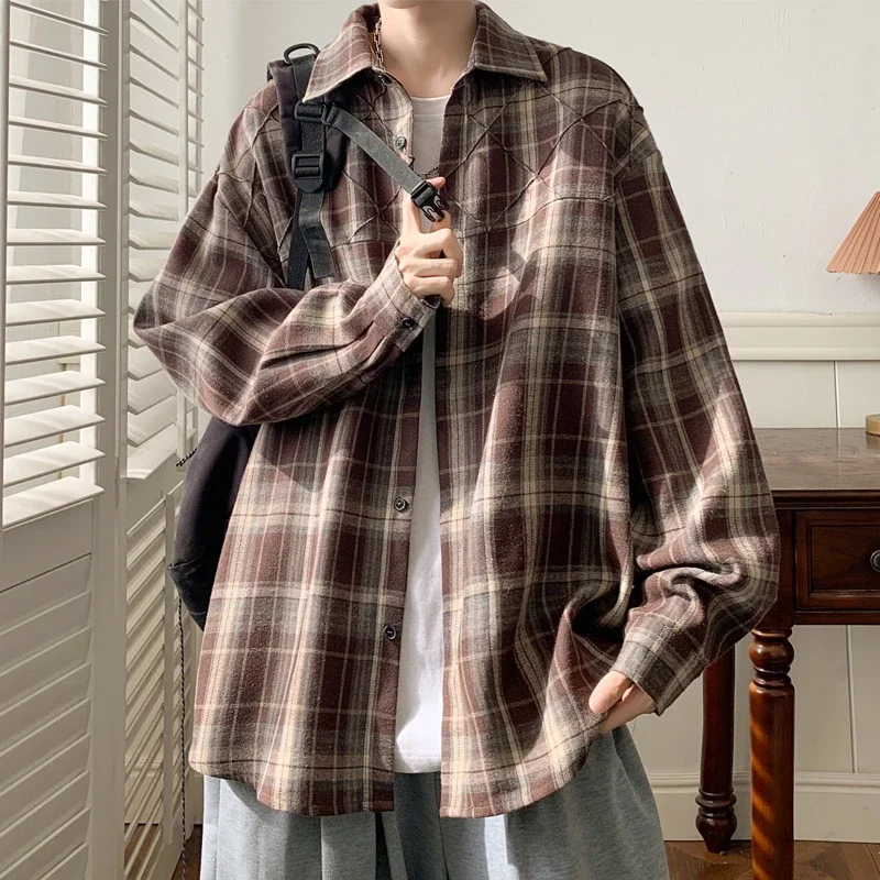 2025 Men's Plus-Size Retro Plaid Shirt
