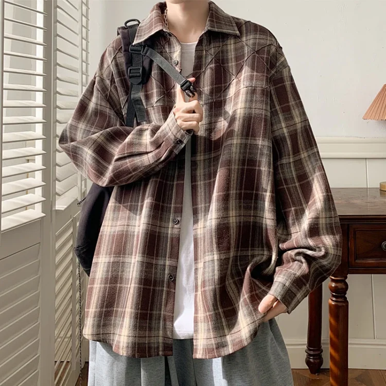 2025 Men's Plus-Size Retro Plaid Shirt