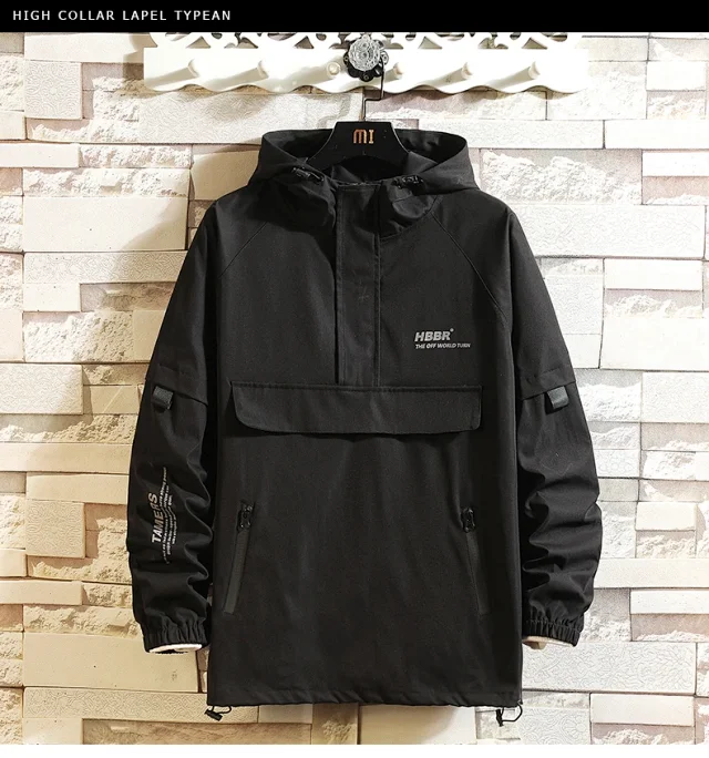 Men's Lightweight Trendy Hooded Half-Zip Jacket Detail